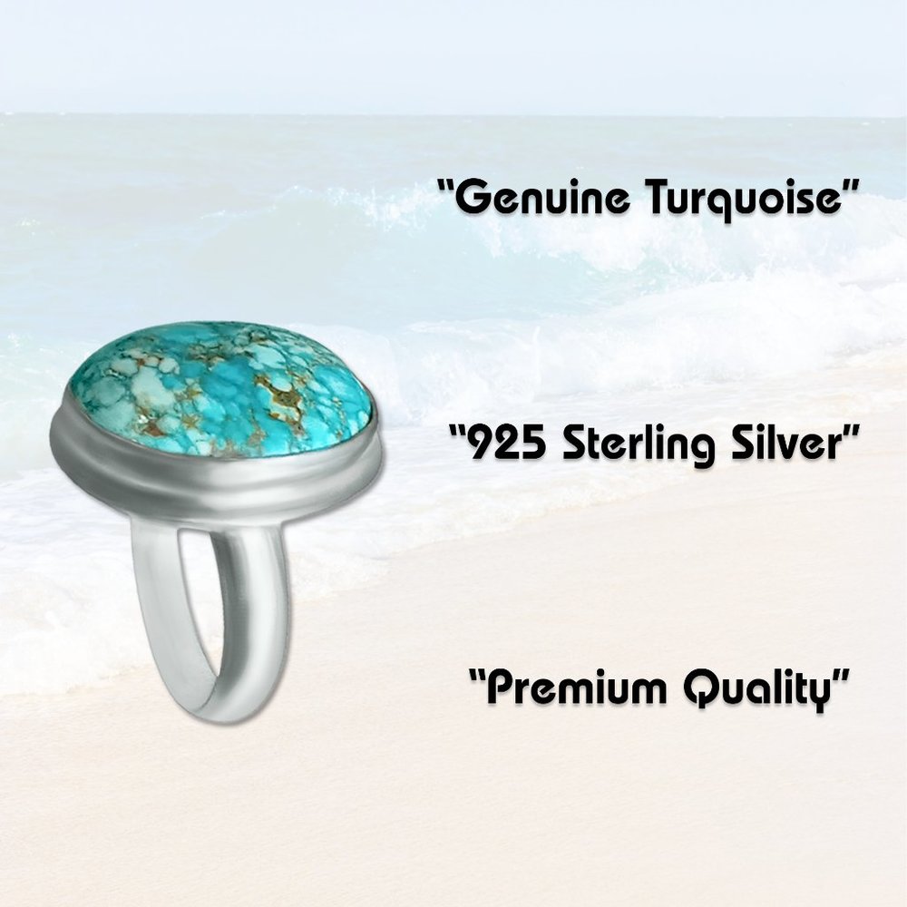 NEW Real Turquoise Mesmerizing Ring Women 925 Sterling Silver Ring  Gorgeous - Picture 8 of 8